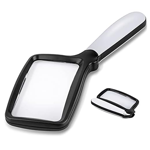 Folding Handheld Magnifying Glass with Light, 3X Large Rectangle Reading Magnifiers with Dimmable LED for Seniors with Macular Degeneration, Newspaper, Books, Small Print, Lighted Gift for Low Visions
