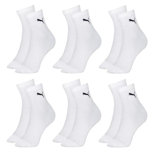 PUMA Kit 6 Pares Meia Cano Médio Básica Algodão Masculino Adulto, 6 Branco, 39-43
