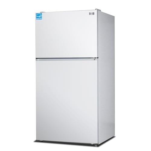 BLACK+DECKER 24 Cu. Ft. Top Mount Refrigerator with Ice Maker, 2-Door Refrigerator with Top Freezer, Freezer with Icemaker and Adjustable Temperature Control, ENERGY STAR, BR2400JIMW, White