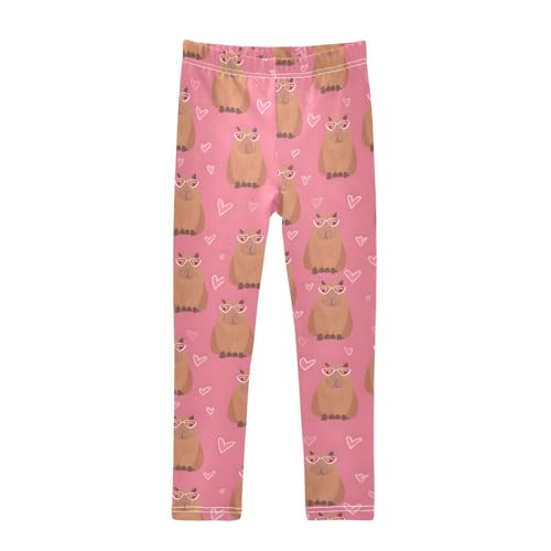 Pink Love Capybara Cute Girls Leggings Soft Stretch Workout Yoga Dance Pants for Kids Casual Tights