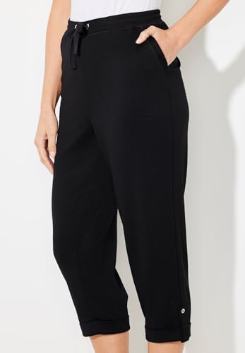 Catherines Women's Plus Size Cloud Knit French Terry Roll Tab Capri4