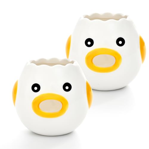 Cute Kitchen Gadgets【2 PCS】Egg Separator for Raw Eggs - Ceramic Egg White/Yolk Separator Tool, Baking Gifts for Women, Lovely Chicken Baking Supplies, Stuff, Accessories.