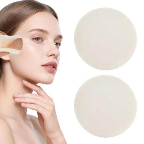GILWUMO 2 Esponjas de Maquillaje Redondas, para Uso Seco y Húmedo así como Lavable, Adecuado para Base de Maquillaje, Corrector etc., Apto para todos los Tipos de Piel, 90 x 15 mm, Blanco