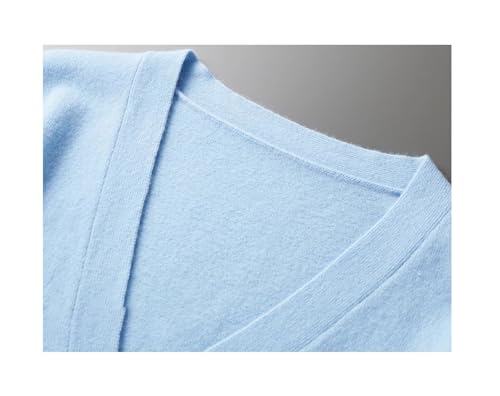 Men's V-Neck Wool Cardigan Sweater Winter Long Sleeve Button Down Basic All-Match Knitted Sweater3