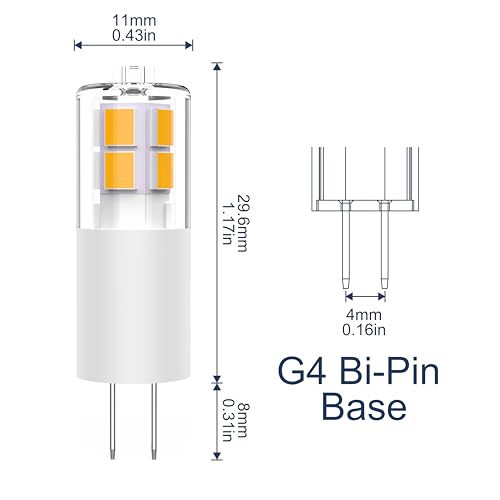 BAOMING 12pcs G4 LED Bulb 12V 3W JC Bi-Pin Base, 20W-35W T3 G4 Halogen Equivalent, 2700K Soft Warm White, No-Flicker 380LM, Chandelier Lighting/Landscape Lighting/Microwave Lighting