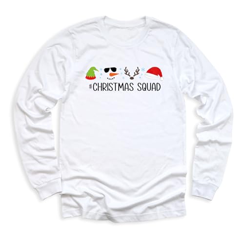 Christmas Squad T-Shirts, Customizable Christmas Shirts, Santa Squad Tshirts, Family Christmas Pjs Matching, Xmas Themed Graphic Tees, Pack of 1 (Long Sleeve T-Shirt)3