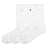 POLO RALPH LAUREN Men's 3 Pack Tech Athletic Crew Socks, White, One Size