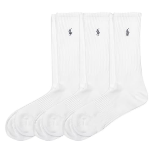 Polo Ralph Lauren Men's Tech Athletic Crew Socks-3 Pair Pack-Sport Cushioned Arch Support