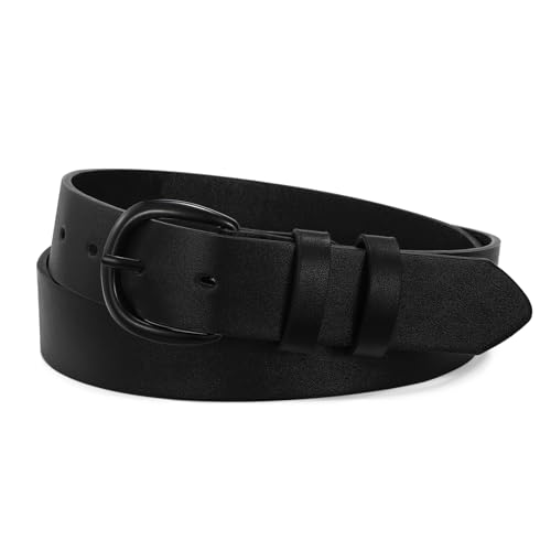 SUOSDEY Womens Casual Leather Belt for Jeans Dress Pants,Fashion Ladies Waist Black Belt
