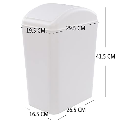 Image of 4.5 Gallon Plastic Trash Can with Swing Lid, Slim Swing Top Garbage Can, White