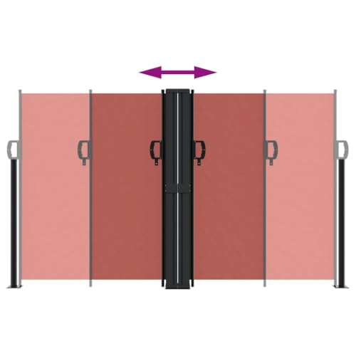 Store latéral extensible rouge terre cuite pour intimité de terrasse