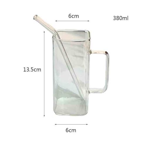 Verre borosilicate carré haut de gamme de 450 ml avec paille