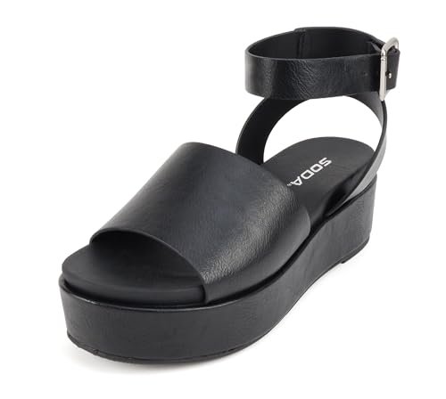 Soda “Magic” ~ Women Round Toe Single Band Platform Sandal with Adjustable Ankle Strap2