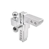 Enganche Remolque Enganche de Remolque Ajustable de aleación de Aluminio con múltiples Orificios y Doble Bola para Accesorios de vehículos Todoterreno Remolque Coche(2in Silver)