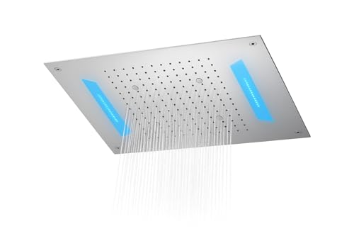 Image of Aquieen 3 inlet rain and mist shower SS304 Ceiling Shower (26 inch X 24 inch Rain + Waterfall + MIst + LED)