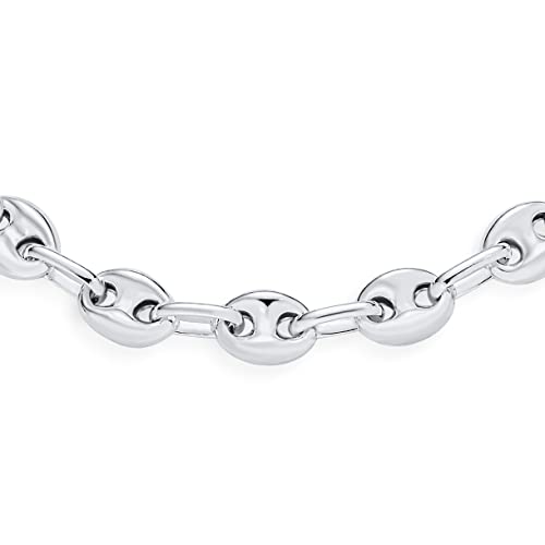 Unisex .925 Sterling Silver Nautical Anchor Link Puff Mariner Chain Bracelet For Women Men 9-6MM Wide 7 8 Inch2