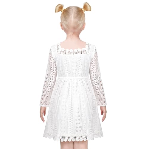 Sunny Fashion Flower Girls Dress Lace Square Party Pageant Wedding Vintage Formal2