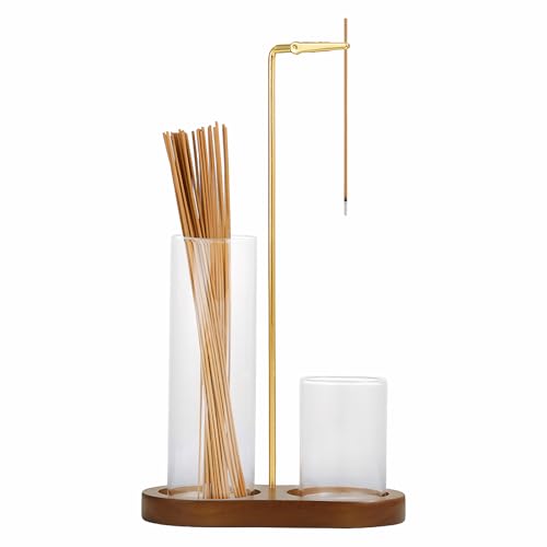 Incense Holder Incense Stick Holders Wooden Insence Stick Holder with 2 Detachable Glass Ashtrays for Yoga Spa Tea Meditation Relaxation and Home Decor