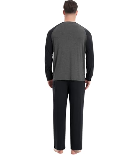 Image of NACHILA Mens Pajamas Set Viscose Made from Bamboo Henley Top Sleep Pants | Henley Top,Soft pants,Tagless Comfort,Moisture Wicking,Ultra silky, All season Loungewear Set, Jogger Sweatpant,Match set