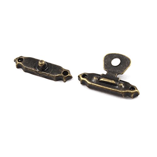 Sourcingmap Wood Jewelry Vintage Box Latch Case Hasp Pad Lock Hook Hinge 24 Sets Bronze Tone - Image 3