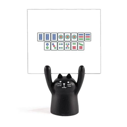 Porte-photo mahjong chat noir décoration art déco pour bureau et maison