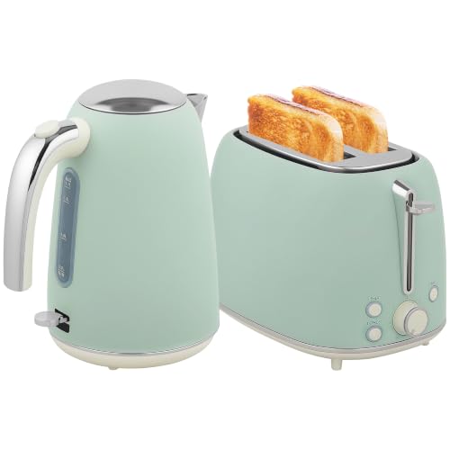 HOMCOM Set de Hervidor y Tostadora Acero Inoxidable 2200W 1.7L Verde