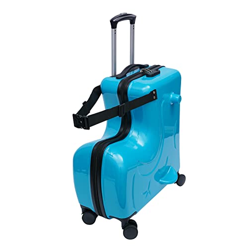 Tfcfl Suitcase Kid Luggage Travel Fashionable Appearance Rideable Funny Suitcase Add Fun To The Journey Kid Gift 20In Recommended Age 2-12 Years Old Boy/Girl Suitcase Pc Material (Blue) #TOP4