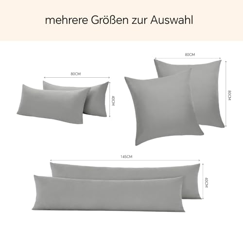 BEDELITE Seitenschläferkissen Bezug 40 x 145 Baumwolle, Hellgrau – Ansicht 6