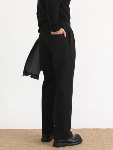 Men's Double Pleat Dress Pants Straight Wide Leg Comfort Waist Trousers Pants for Men 6