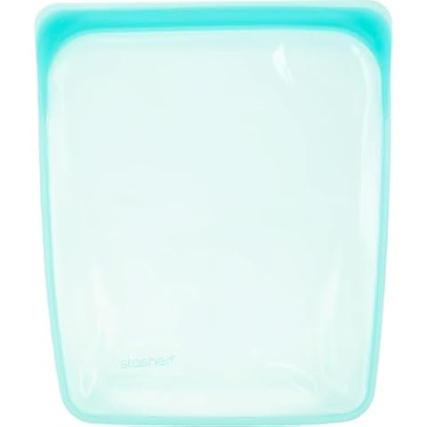 Stasher Platinum Silicone Food Grade Reusable Storage Bag, Aqua (1/2 Gallon) | Reduce Single-Use Plastic | Cook, Store, Sous Vide, or Freeze | Leakproof, Dishwasher-Safe, Eco-friendly | 64 Oz Cover