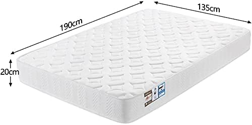 Yaheetech Double Mattress 4ft6 Pocket Sprung and Memory Foam MattressMedium FirmWhite 135x190x20cm