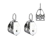 2個 二重 滑車 ローププーリー ステンレス製 耐荷重 250kg 室内 屋外 建設工事 貨物輸送用