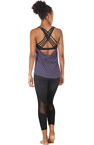 Image of icyzone Women's Open Back Workout Athletic Yoga Tank Tops with Built in Bra
