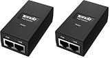Tenda POE15F PoE Injector, Adattatore PoE Ethernet Rapido 48 V - 2 Porta RJ45 10/100 Mbps, IEEE 802.3/af/u, Fornisce Alimentazione fino a 100 m, 15,4 W Massimi, Plug and play, Nero, Alimentazione