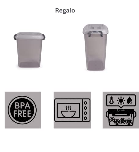 Image of Regalo Plastic Storage Containers, 1 Piece, Storage Jar | Kitchen Organiser | Bpa Free | Stackable | Modular | Nestable (16.5Ltr Grey)