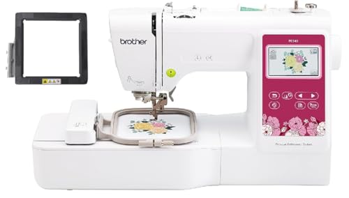 Brother PE545 Embroidery Machine with Wireless LAN, 4″ x 4″ Hoop Area, 3.7″ Touchscreen, SAMFM100 4″ x 4″ Magnetic Hoop