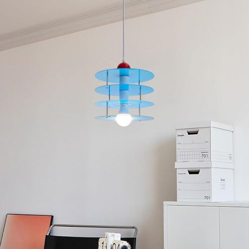 Lustre nordique E27 bleu en acrylique rond pour salon moderne