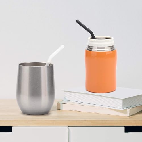 Reusable Clear Silicone Straws for Toddlers & Kids - 12 pcs Flexible Short Drink 6.7\" Straws for 6-10 oz Yeti/Rtic/Ozark Tumblers & 4 Cleaning Brushes - BPA free, no Rubber Tast