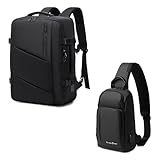 Victoriatourist Carry on Travel Backpack & Sling Bag for Men Women | Extra Large 40L Flight Approved Expandable Suitcase & Shoulder Crossbody Backpack Chest Bag Daily Travel Casual Hiking Daypack