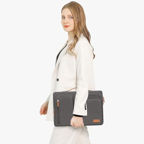 Image of MOSISO 360 Protective Laptop Case 14 inch, 14 inch Laptop Sleeve Compatible with HP Lenovo Dell ASUS Acer, HP, Dell Latitude, Lenovo, Side Open Carrying Case with 4 Zipper Pockets&Handle, Taupe Gray