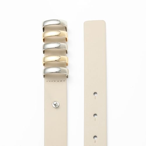 White Belt for Women Metal Ring Buckle Strap for Dresses Casual & Formal Wear Streetwear Styles3
