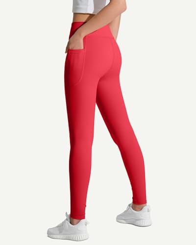 Image of JOCMIC Girls Athletic Leggings High Waist for Kids Yoga Dance Gym Pants with Pocket
