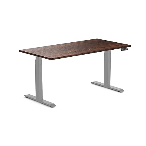 Image of Desky Dual Softwood Sit Stand Desk American Rustic Pine 60 inch Grey