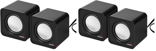 Image of Audiocore AC870 6W USB Cube Portable Bookshelf Speakers PC/Laptop/Tablet (Black) (Pack of 2)