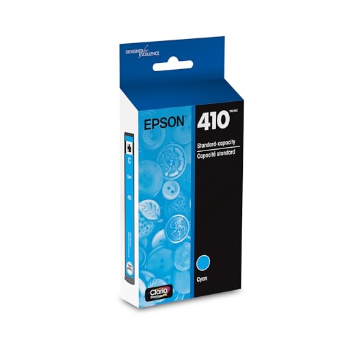 EPSON 410 Claria Premium Ink Standard Capacity Cyan Cartridge (T410220-S) Works with Expression Premium XP-530, XP-630, XP-640, XP-7100, XP-830