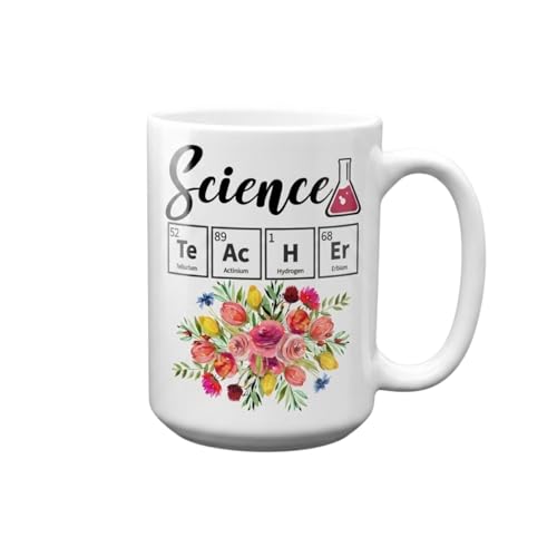 Science Teacher Mug Cute Floral Coffee Cup For STEM Teacher, Teacher Appreciation Gift Idea, Back To School End Of Year Gift For Educators, Funny Teacher Mug For Women Classroom Use