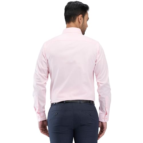 Image of Raymond Men Slim Fit Solid Pattern Pure Cotton Semi Cutaway Collar Full Sleeve Formal Shirt