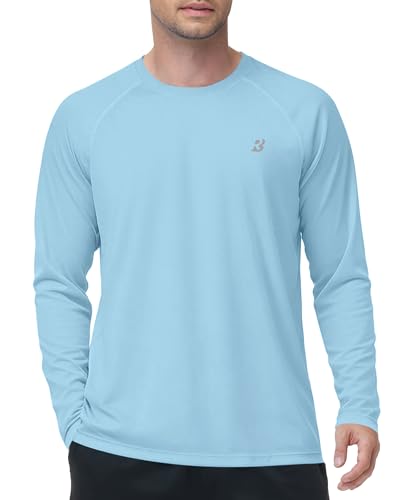 Roadbox Men's UPF 50+ Swim Rash Guard, Long Sleeve UV Sun Protection SPF Shirts, Quick Dry Lightweight Water T-Shirt for Diving Beach Surfing Fishing (S)