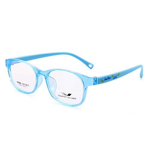 Kids Computer Glasses Kids Anti Blue Light Glasses for Boys and Girls with Car Shape Case and Cleaning Cloth (Light Blue)