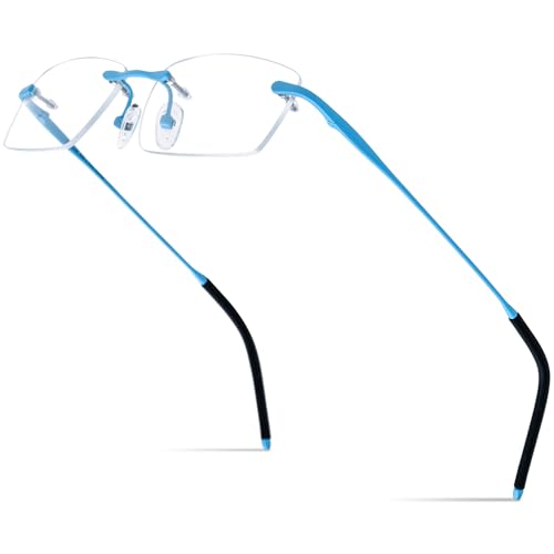 Image of Titanium Glasses Frame,Rimless Optical Eyewear Eyeglasses for Men and Women
